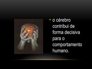 • o cérebro
contribui de
forma decisiva
para o
comportamento
humano.
 