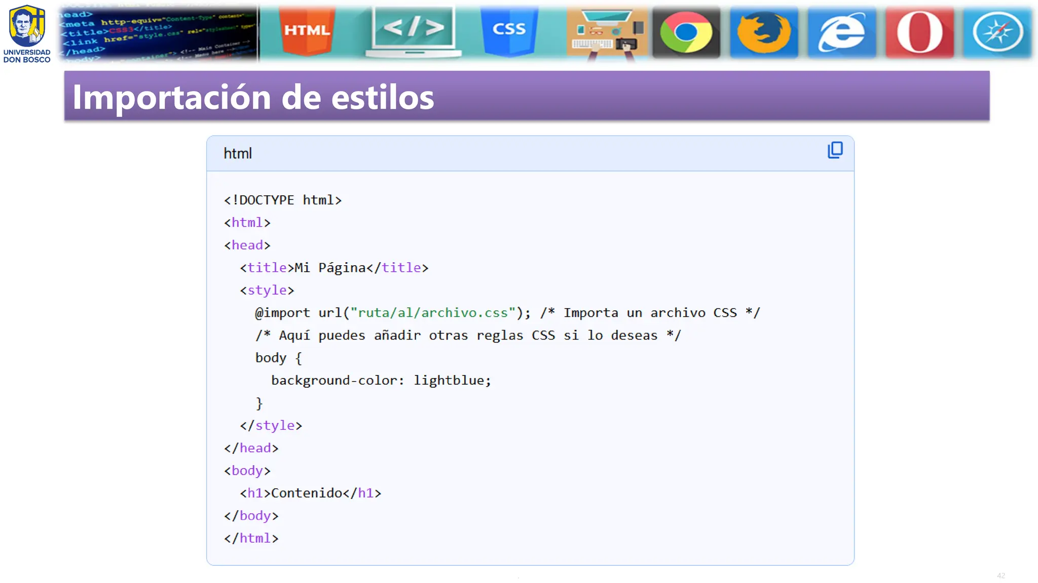 42
.
Importación de estilos
 
