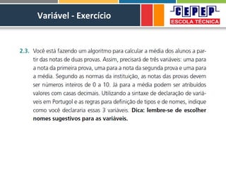 Variável - Exercício
 
