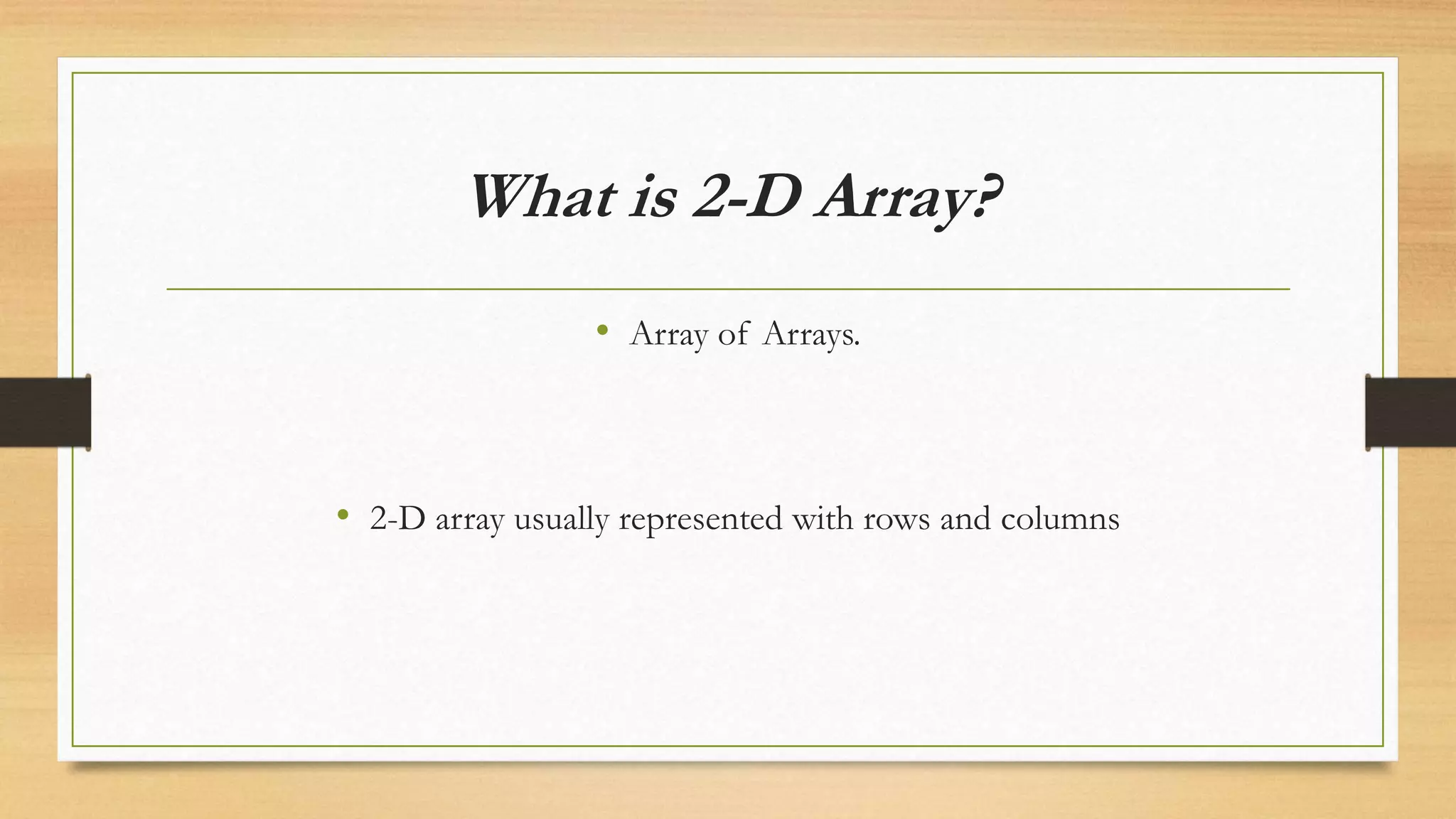 Two dimensional array in java ppt