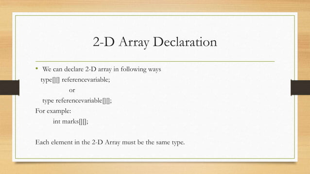 Two-dimensional array in java | PPTX