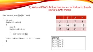 2 d array(part 2) || 2D ARRAY FUNCTION WRITING || GET 100% MARKS IN ...