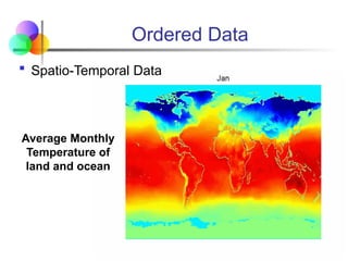 Ordered Data
 Spatio-Temporal Data
Average Monthly
Temperature of
land and ocean
 
