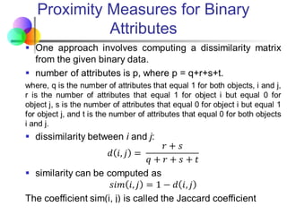Proximity Measures for Binary
Attributes
 