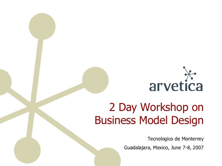 2 Day Workshop on Business Model Design Tecnologico de Monterrey Guadalajara, Mexico, June 7-8, 2007 