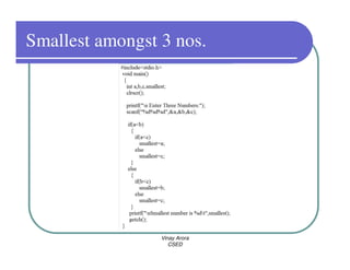 Smallest amongst 3 nos.




                 Vinay Arora
                    CSED
 