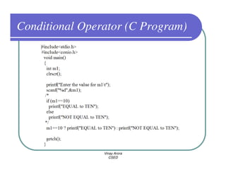 Conditional Operator (C Program)




                Vinay Arora
                   CSED
 