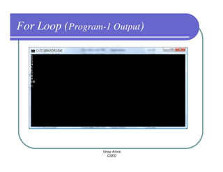 For Loop (Program-1 Output)




                  Vinay Arora
                     CSED
 