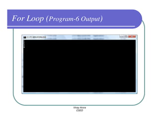 For Loop (Program-6 Output)




                  Vinay Arora
                     CSED
 