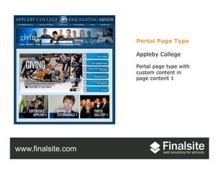 www.finalsite.com
Portal Page Type
Appleby College
Portal page type with
custom content in
page content 1
 
