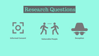 Research Questions
Informed Consent DeceptionVulnerable People
 