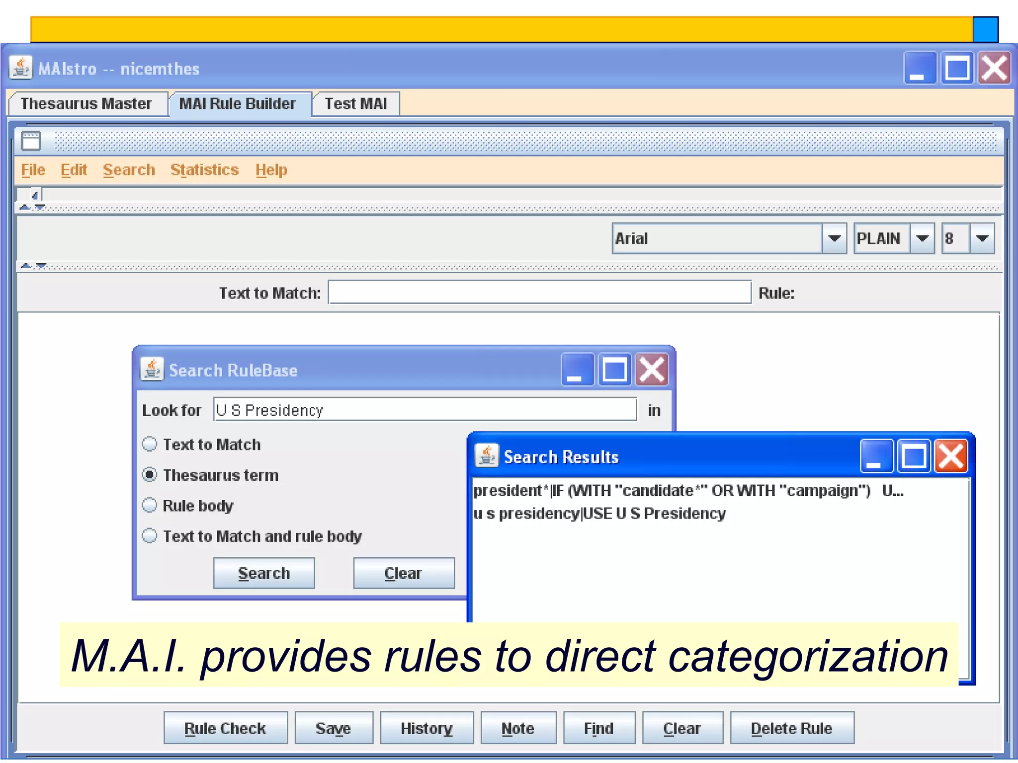 M.A.I. provides rules to direct categorization
                                             14
 