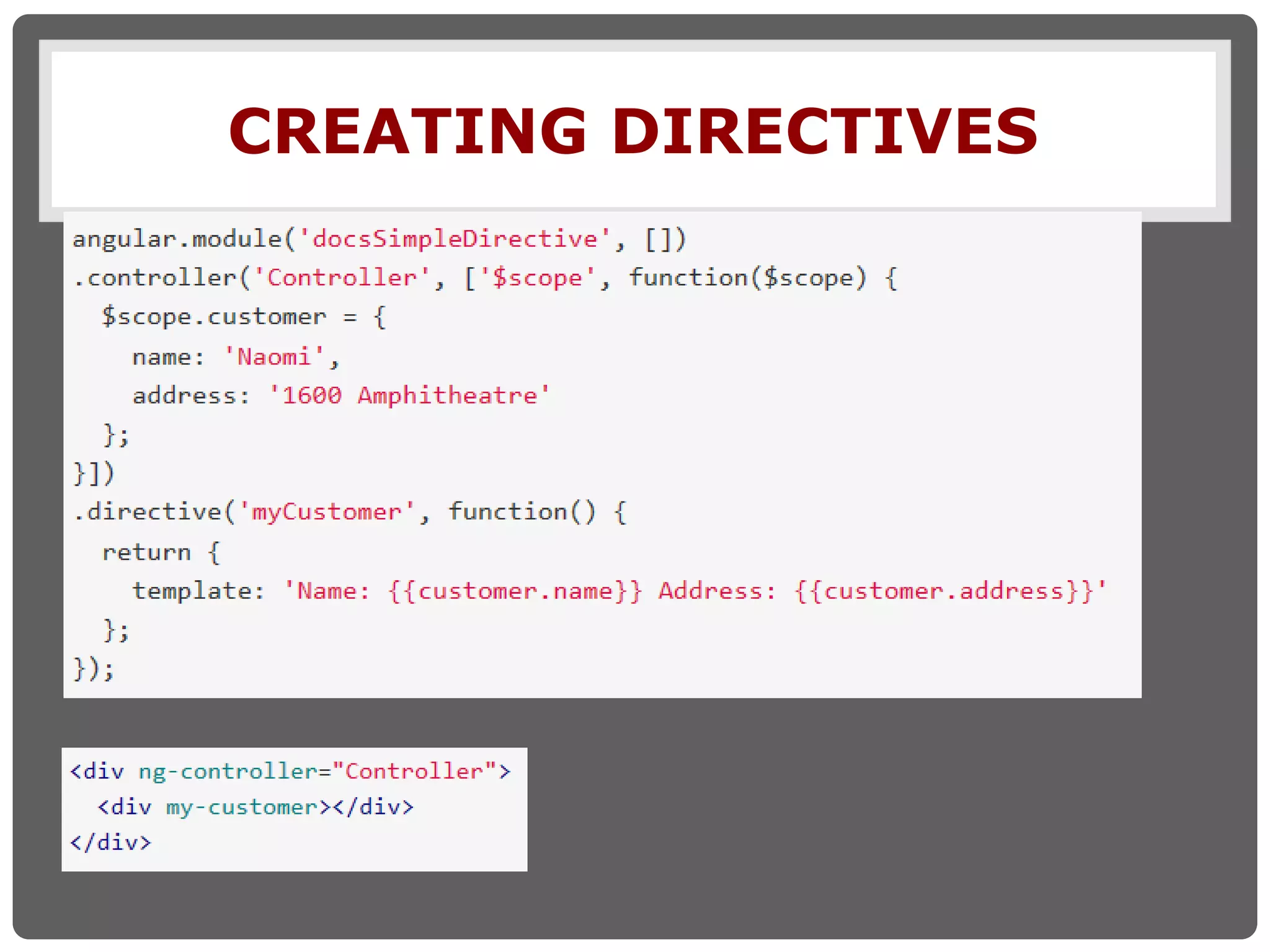 CREATING DIRECTIVES
 