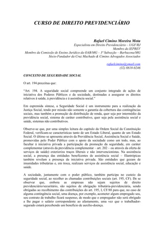 2   direito previdenciário - 2012 - conceito de seguridade social e princípios