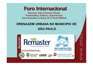 DRENAGEM URBANA NO MUNICIPIO DE
           SÃO PAULO
 