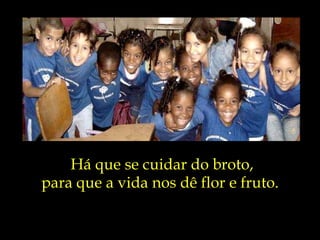 Há que se cuidar do broto, para que a vida nos dê flor e fruto.  