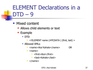 2 dtd - validating xml documents | PPT