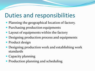 2. Duties And Responsibilities Of Production Managers