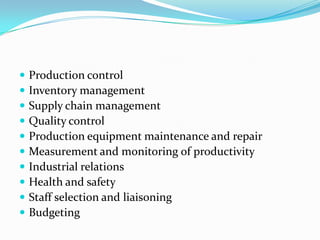2. Duties And Responsibilities Of Production Managers