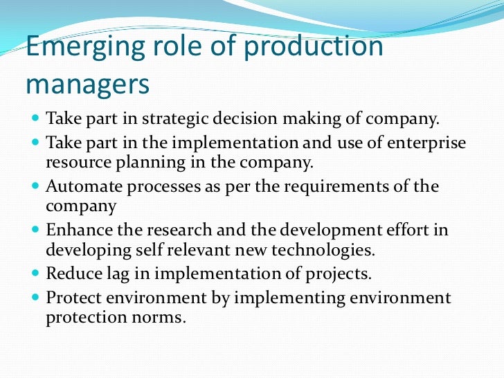 2. duties and responsibilities of production managers