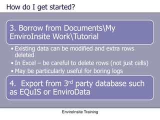 EnviroInsite training workshop - Database fundamentals | PPTX