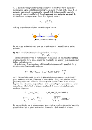 Ejercicios Selectividad Campo Gravitatorio