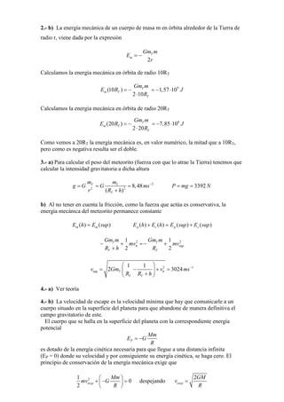 Ejercicios Selectividad Campo Gravitatorio