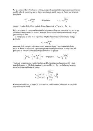 Ejercicios Selectividad Campo Gravitatorio