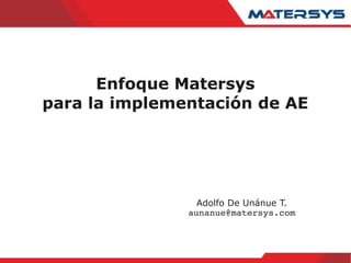 Enfoque Matersys
para la implementación de AE




                 Adolfo De Unánue T.
               aunanue@matersys.com
 