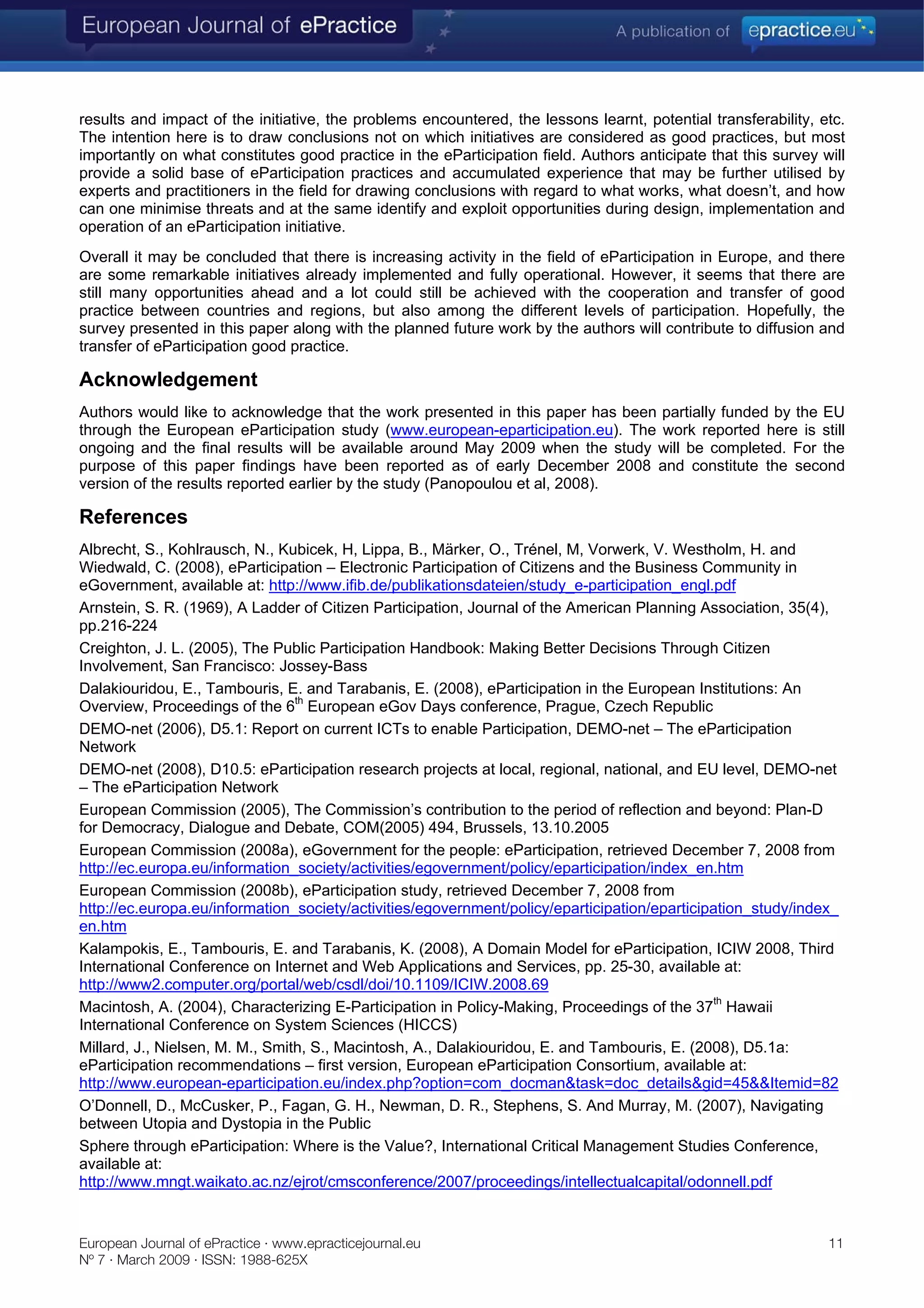 eParticipation initiatives: How is Europe progressing?