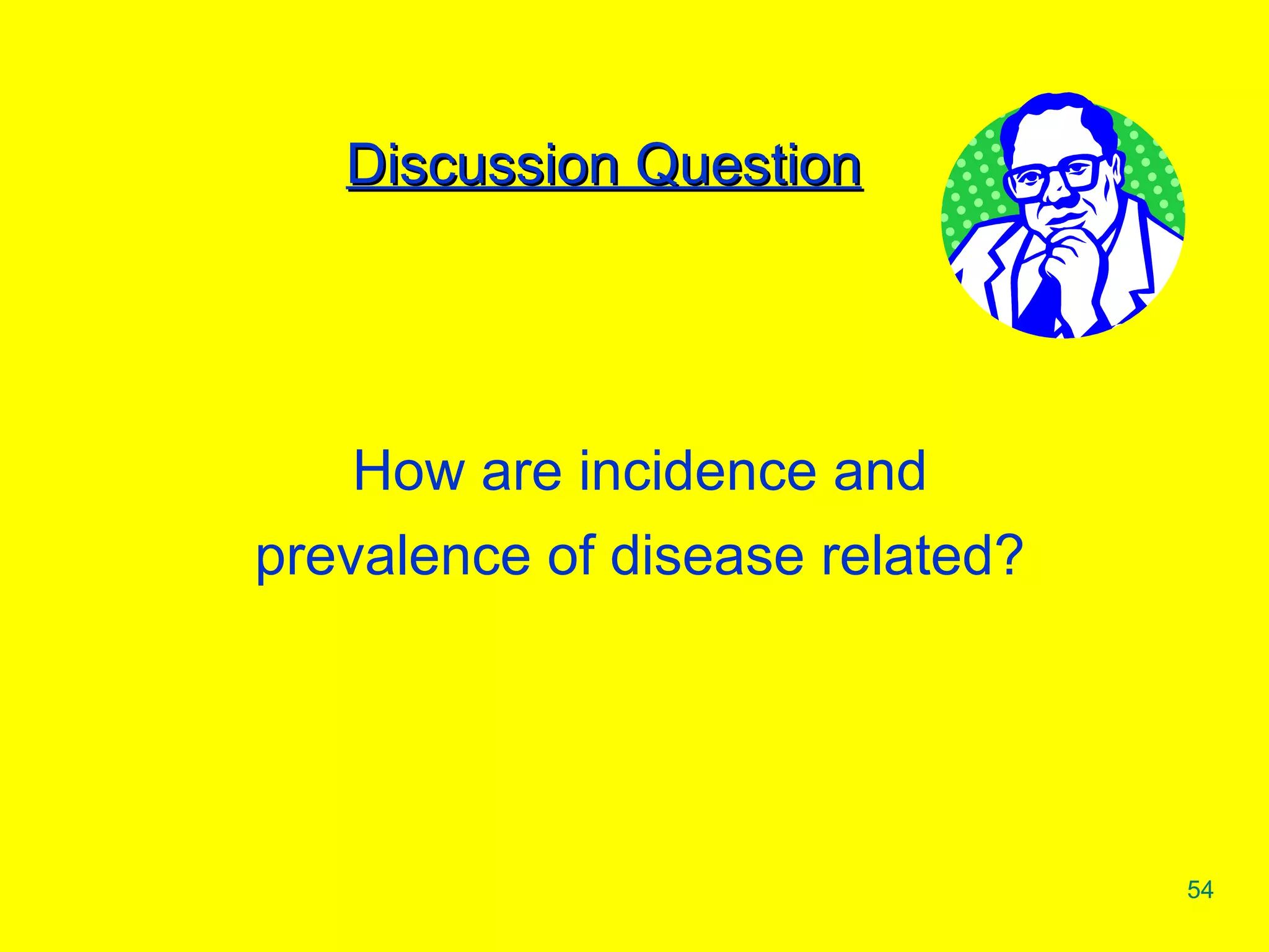Discussion Question How are incidence and prevalence of disease related? 