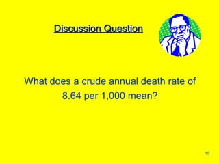 Discussion Question What does a crude annual death rate of 8.64 per 1,000 mean? 