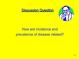 Discussion Question How are incidence and prevalence of disease related? 