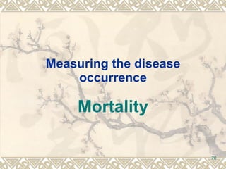 Measuring the disease occurrence Mortality 