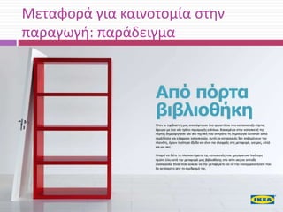 Μεταφορά για καινοτομία ςτθν
παραγωγι: παράδειγμα

 