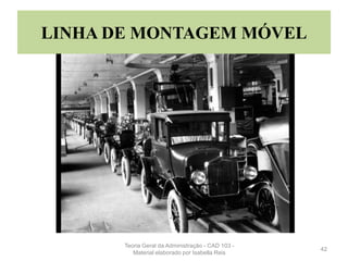 LINHA DE MONTAGEM MÓVEL
42
Teoria Geral da Administração - CAD 103 -
Material elaborado por Isabella Reis
 