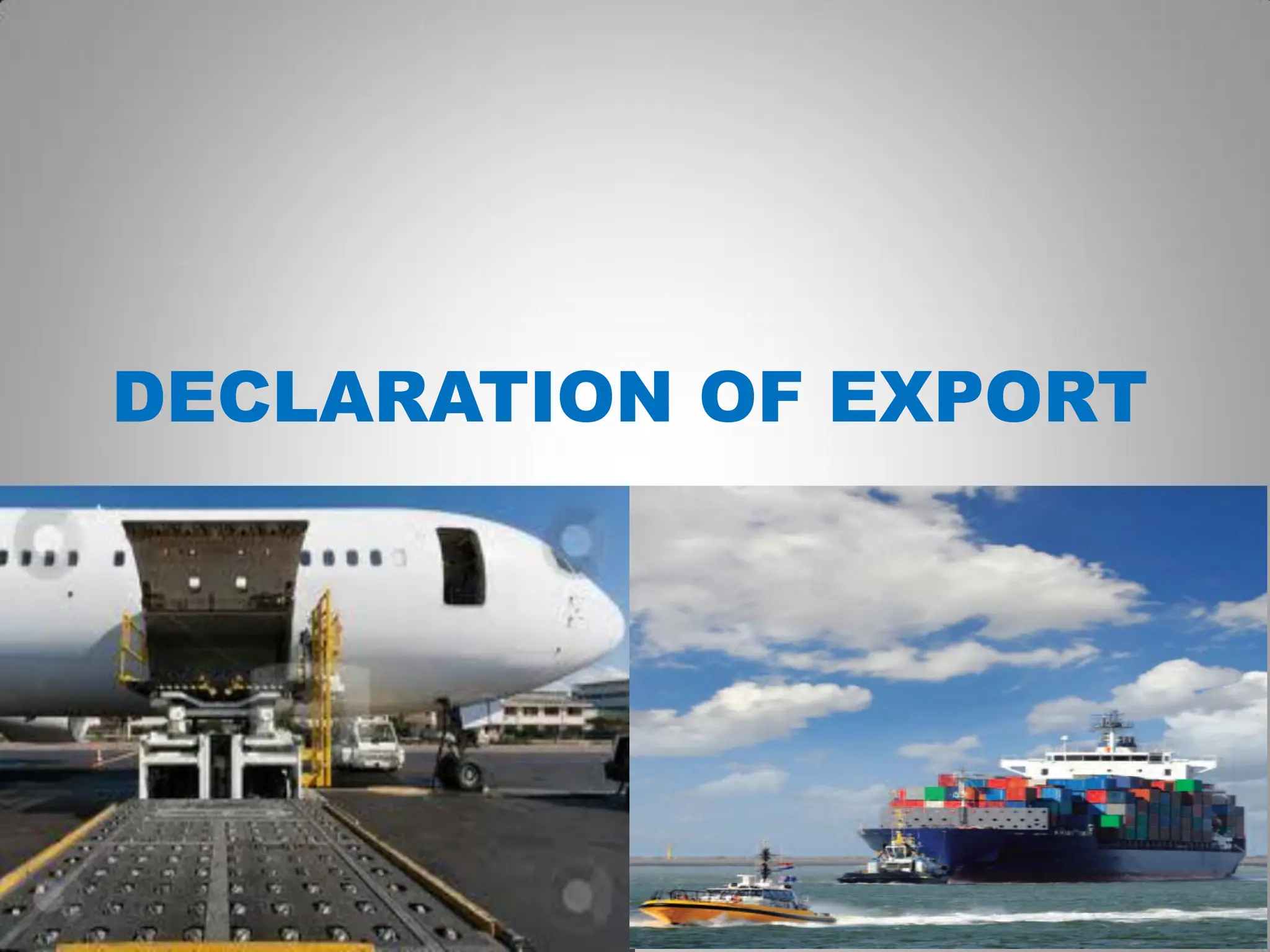 DECLARATION OF EXPORT
 