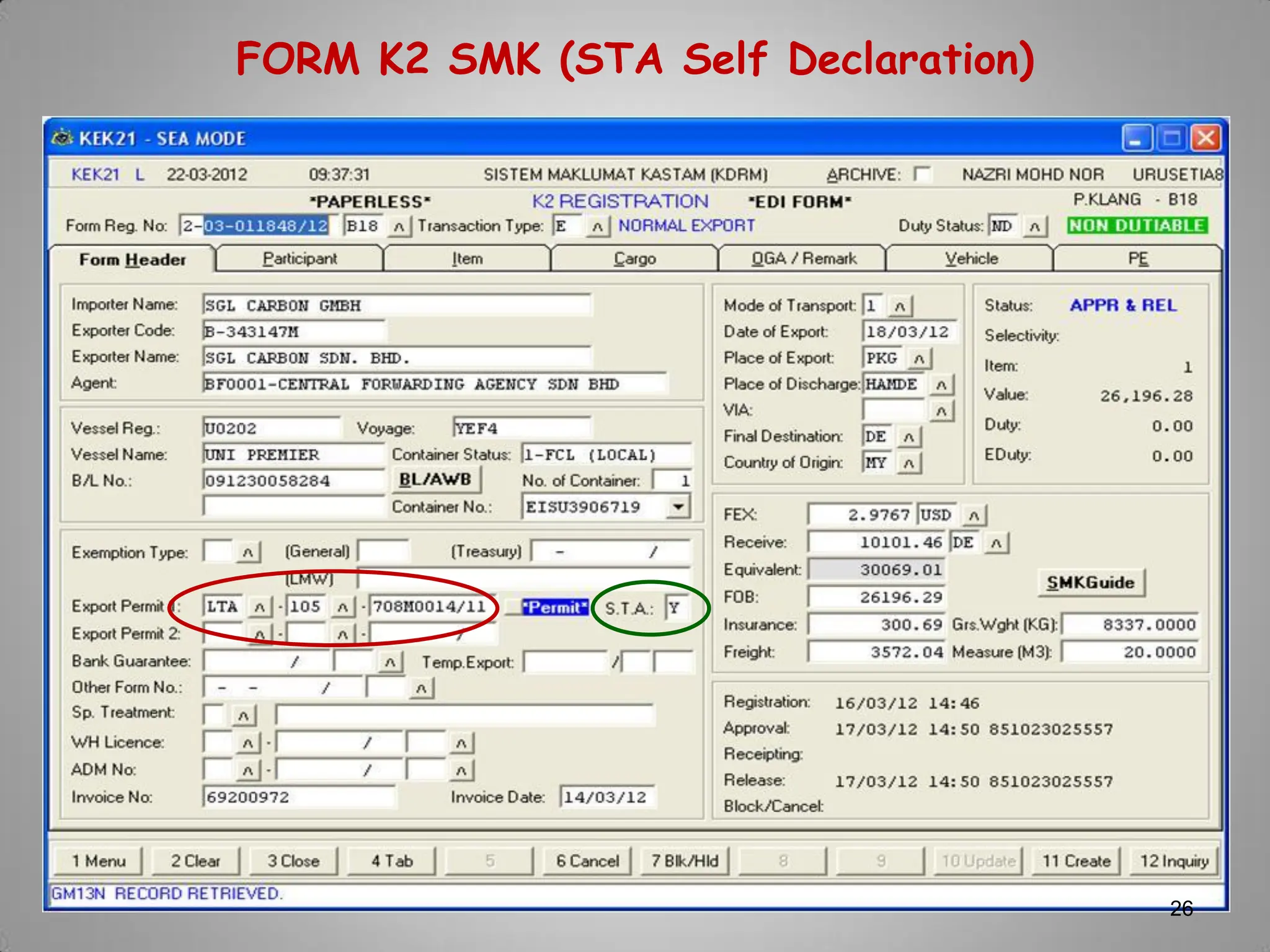 26
FORM K2 SMK (STA Self Declaration)
 