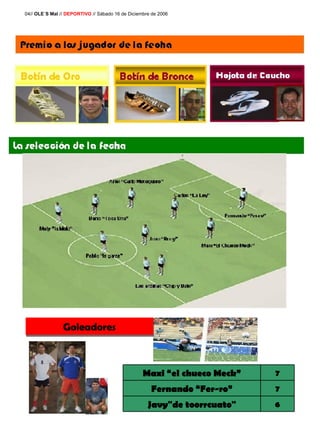 04//  OLE´S Mal  //  DEPORTIVO  // Sábado 16 de Diciembre de 2006 Goleadores 6 Javy"de toorrcuato" 7 Fernando “Fer-ro” 7 Maxi “el chueco Meck” 