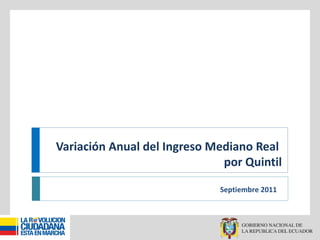 Variación Anual del Ingreso Mediano Real  por Quintil Septiembre 2011 
