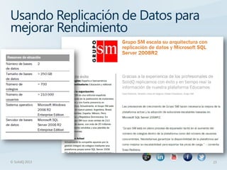 Usando Replicación de Datos para
mejorar Rendimiento




© SolidQ 2013                      23
 