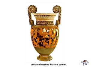 Antzerki eszena kratera batean. 