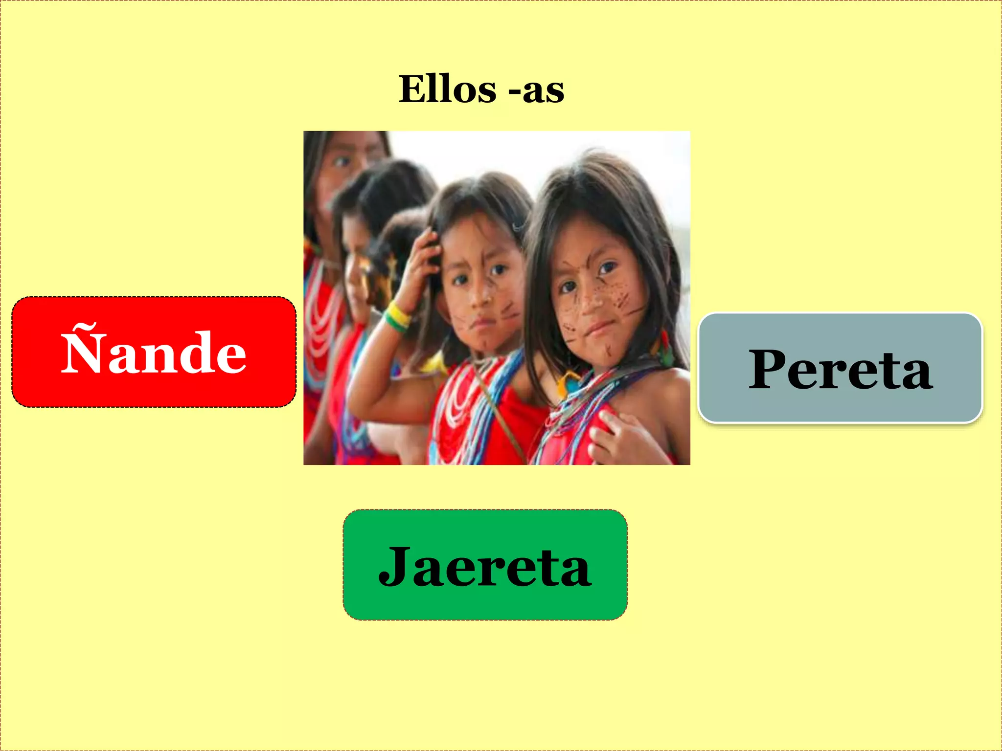Ñande
Jaereta
Pereta
Ellos -as