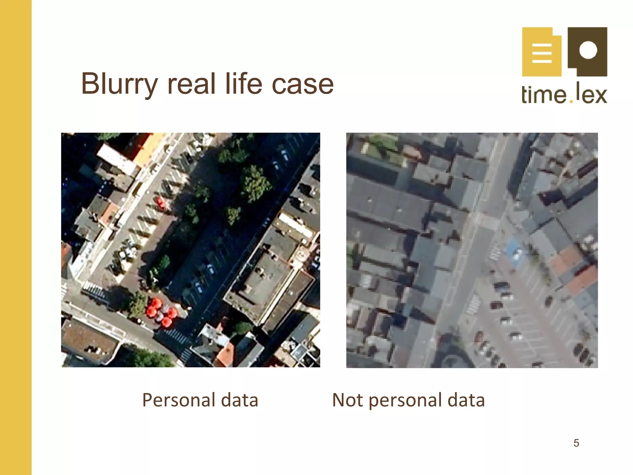 Blurry real life case




     Personal data   Not personal data
                                         5
 