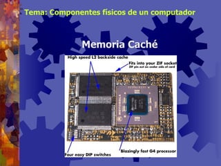 Memoria Caché Tema: Componentes físicos de un computador 