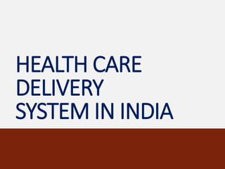 HEALTH CARE
DELIVERY
SYSTEM IN INDIA
 