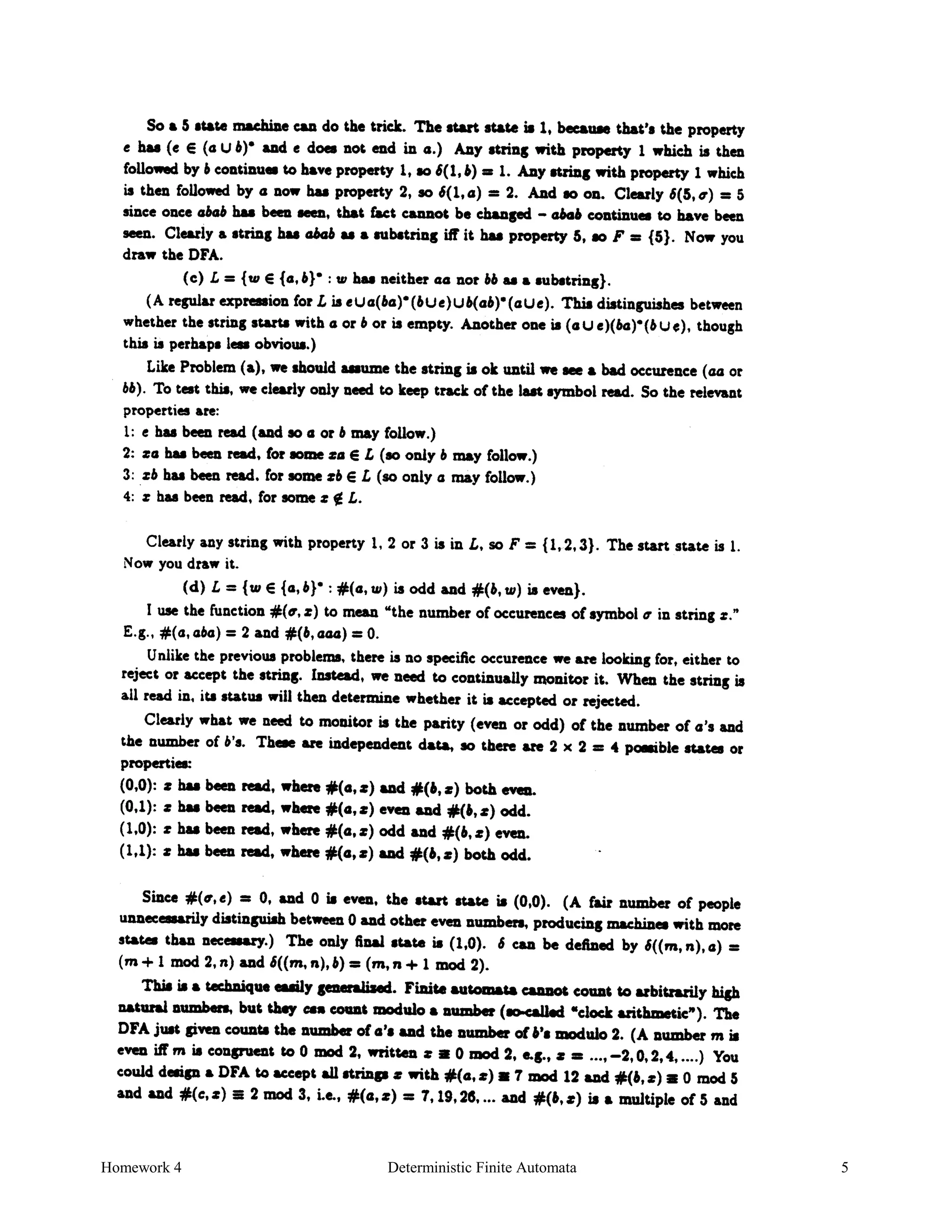 Homework 4 Deterministic Finite Automata 5
 