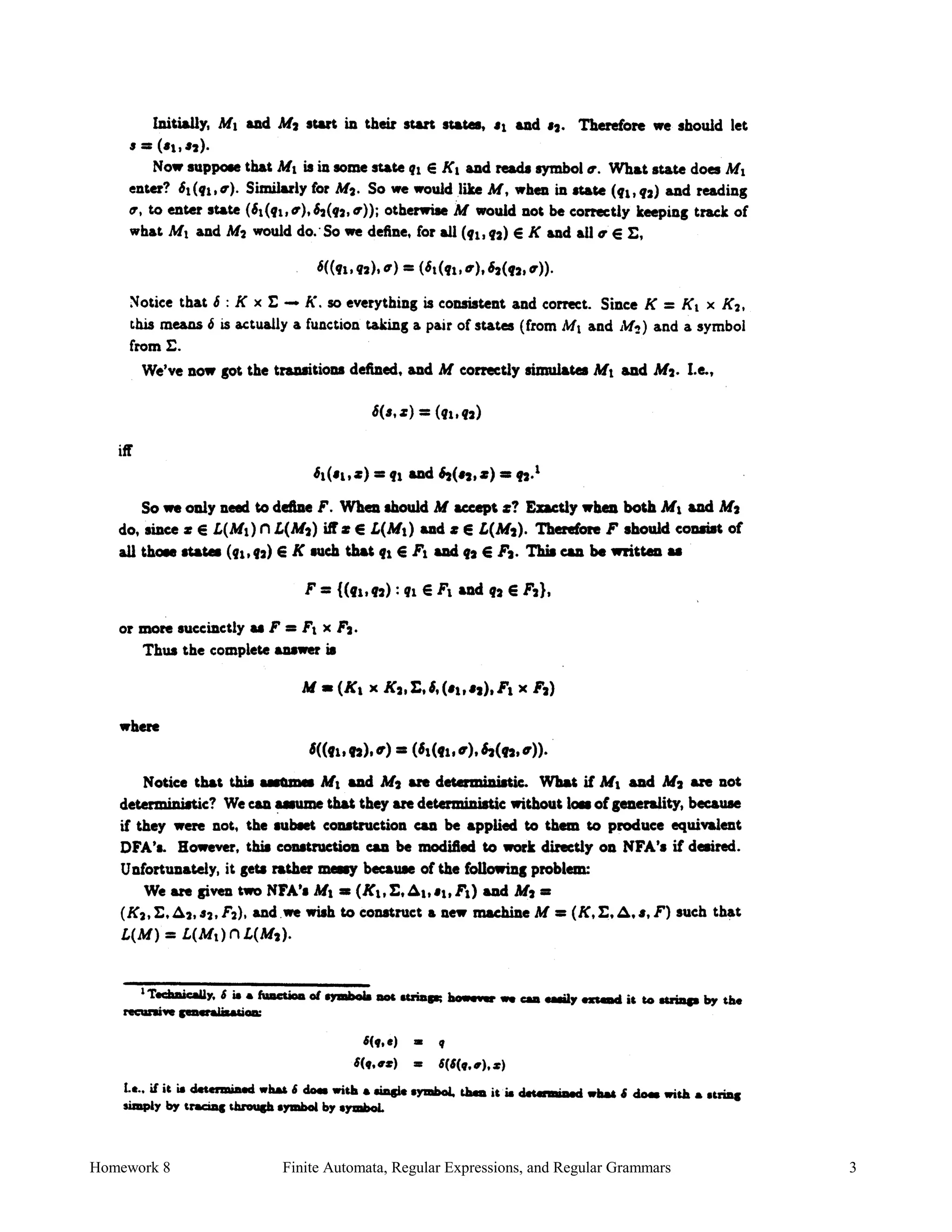 Homework 8 Finite Automata, Regular Expressions, and Regular Grammars 3
 