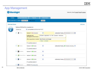 App Management




23
            IBM Confidential   © 2012 IBM Corporation
 