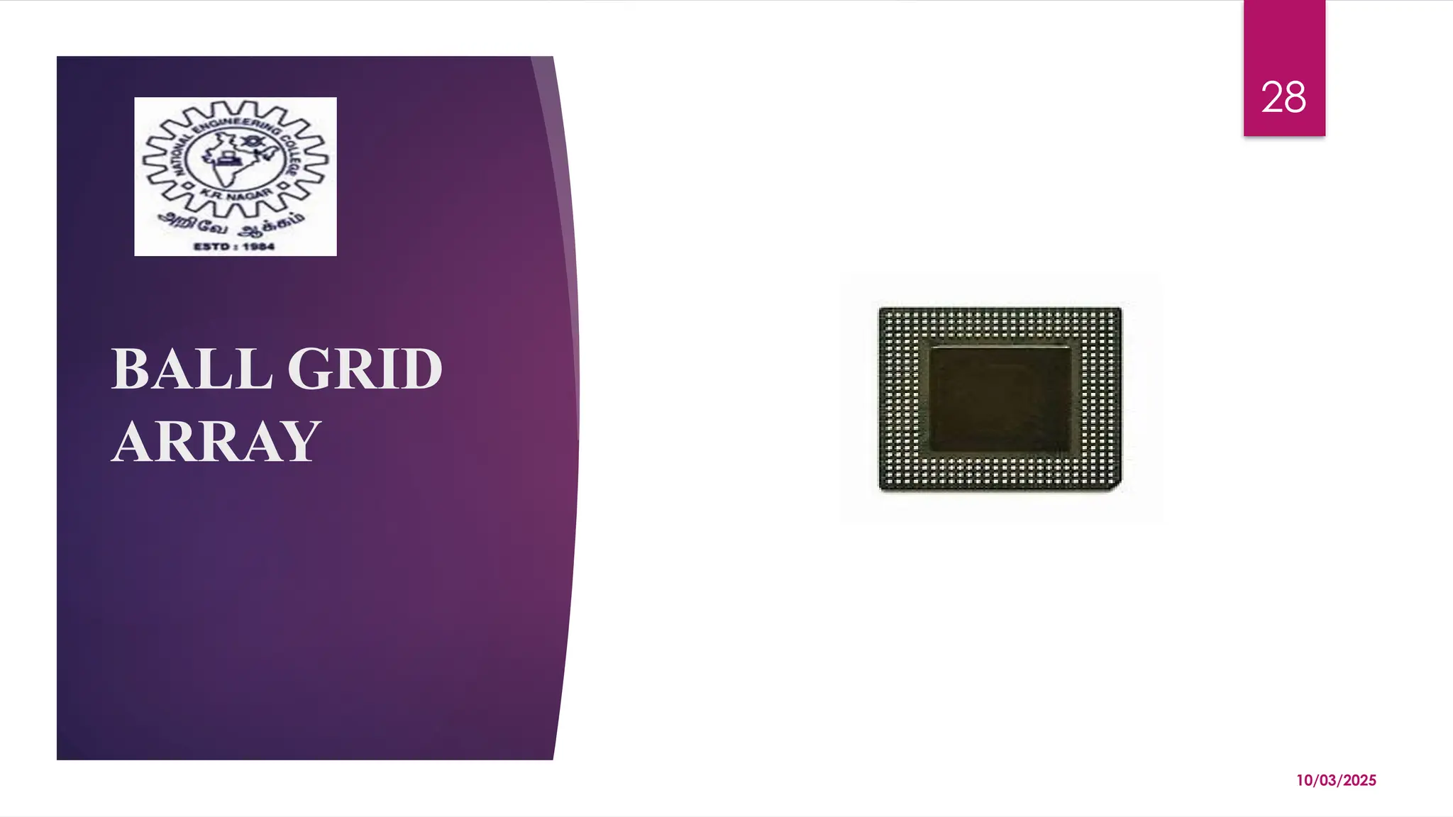 10/03/2025
28
BALL GRID
ARRAY
 